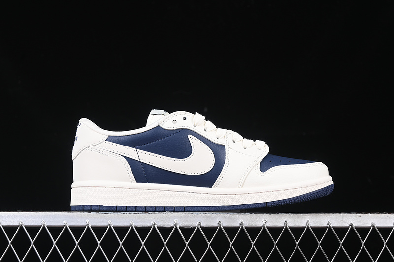 Travis Scott Fragment Design Nike Air Jordan 1 Low Burberry OG SP Blue Sole White Blue Sneakers
