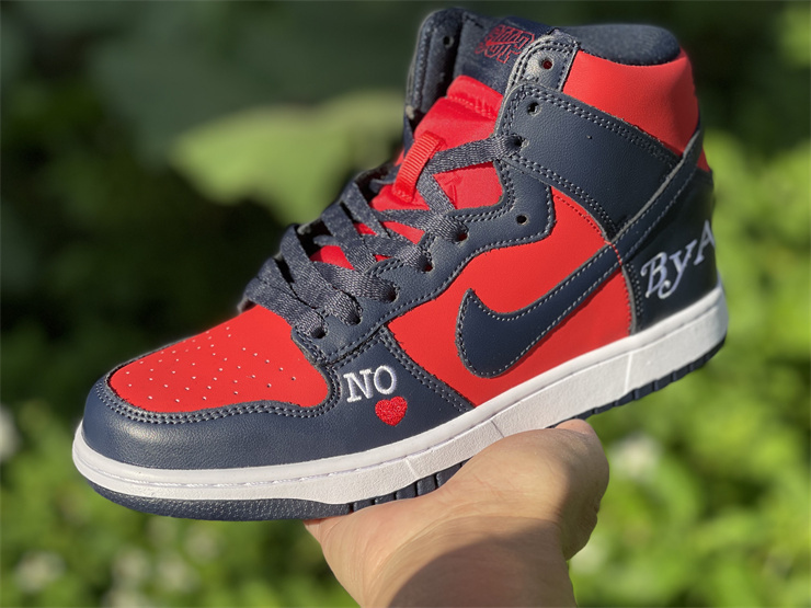 Nike Supreme Dunk SB High By Any Means Red Navy Sneakers