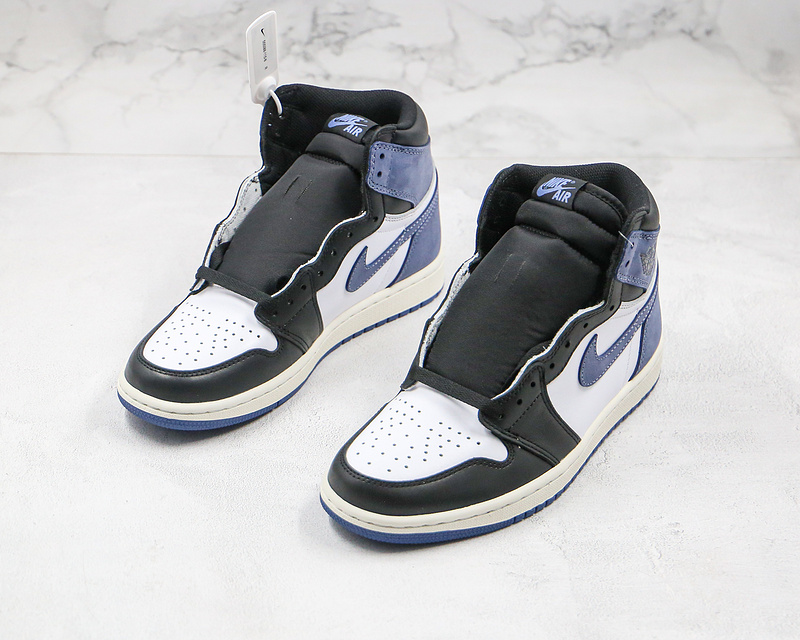 Nike Air Jordan 1 Retro High OG 2018 Black/White/Blue Moon Suede Sneakers
