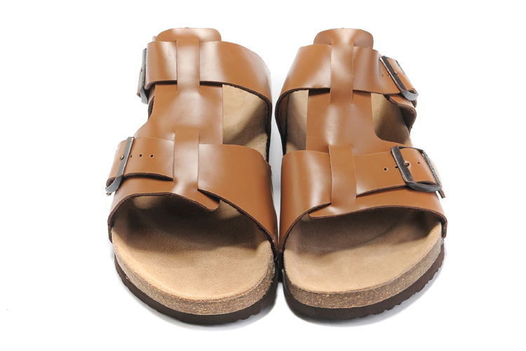 Birkenstock Two-Button Brown Matte Leather Individuality Slippers