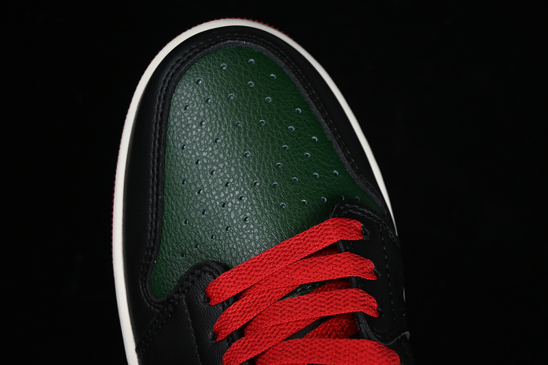 Nike Air Jordan 1 Low Black Gorge Green Varsity Red Sail Sneakers