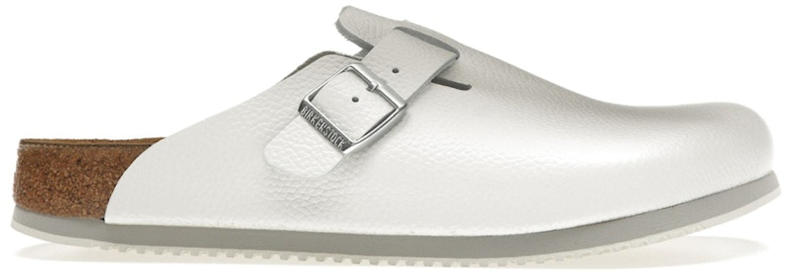 Birkenstock Boston 0060134 Super Grip Leather White Sandals
