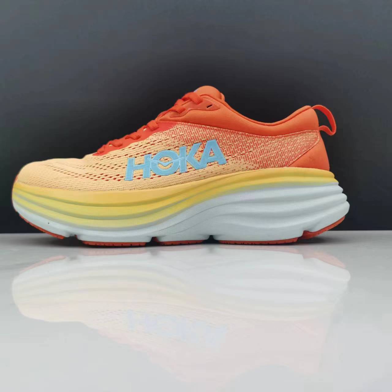 Hoka One One Bondi 8 Orange/Yellow Breathable Low-top Running Shoes Sneakers