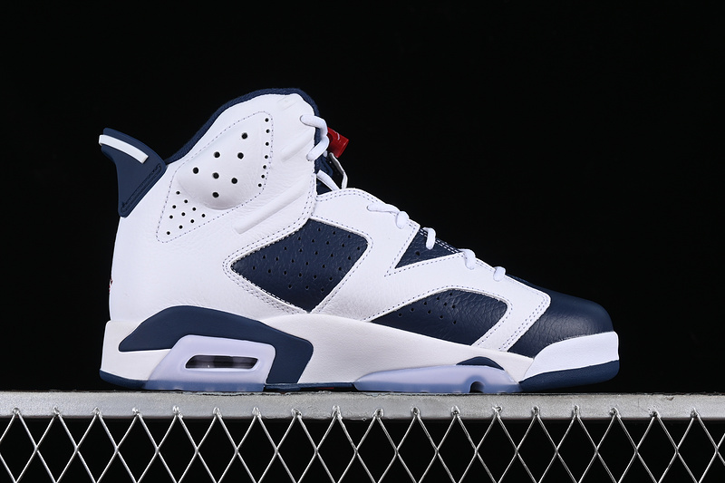 Nike Air Jordan 6 Retro Olympic White Midnight Navy Sneakers