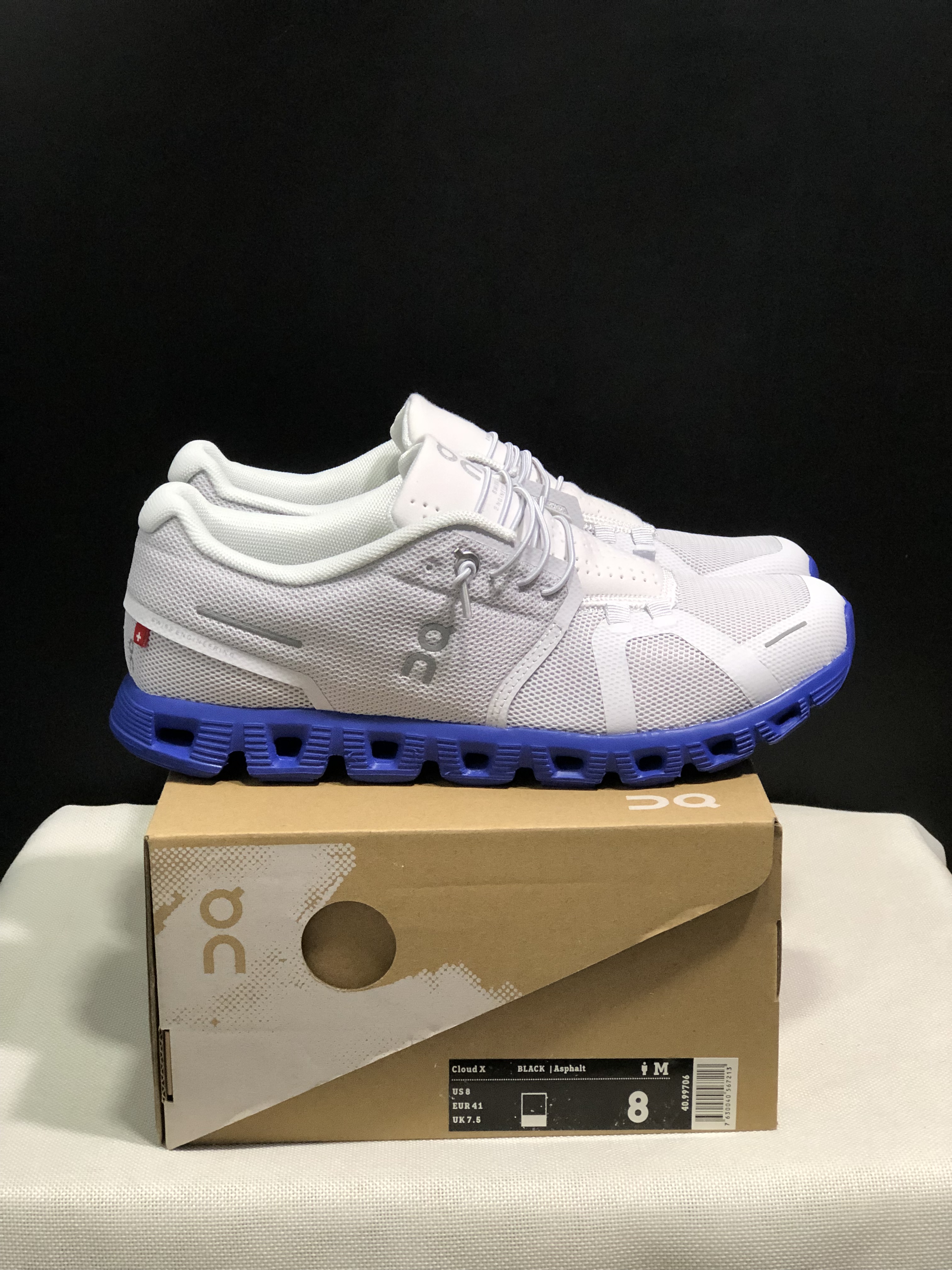 On Running Cloud 5 Lightweight Running Shoes Misty White/Indigo Blue