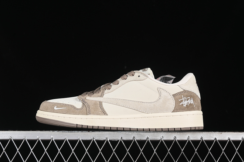Travis Scott Fragment Design Nike Air Jordan 1 Low OG SP Beige Khaki Sneakers