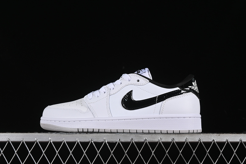 Nike Air Jordan 1 Low 85 Patent Leather Black Label White Sneakers
