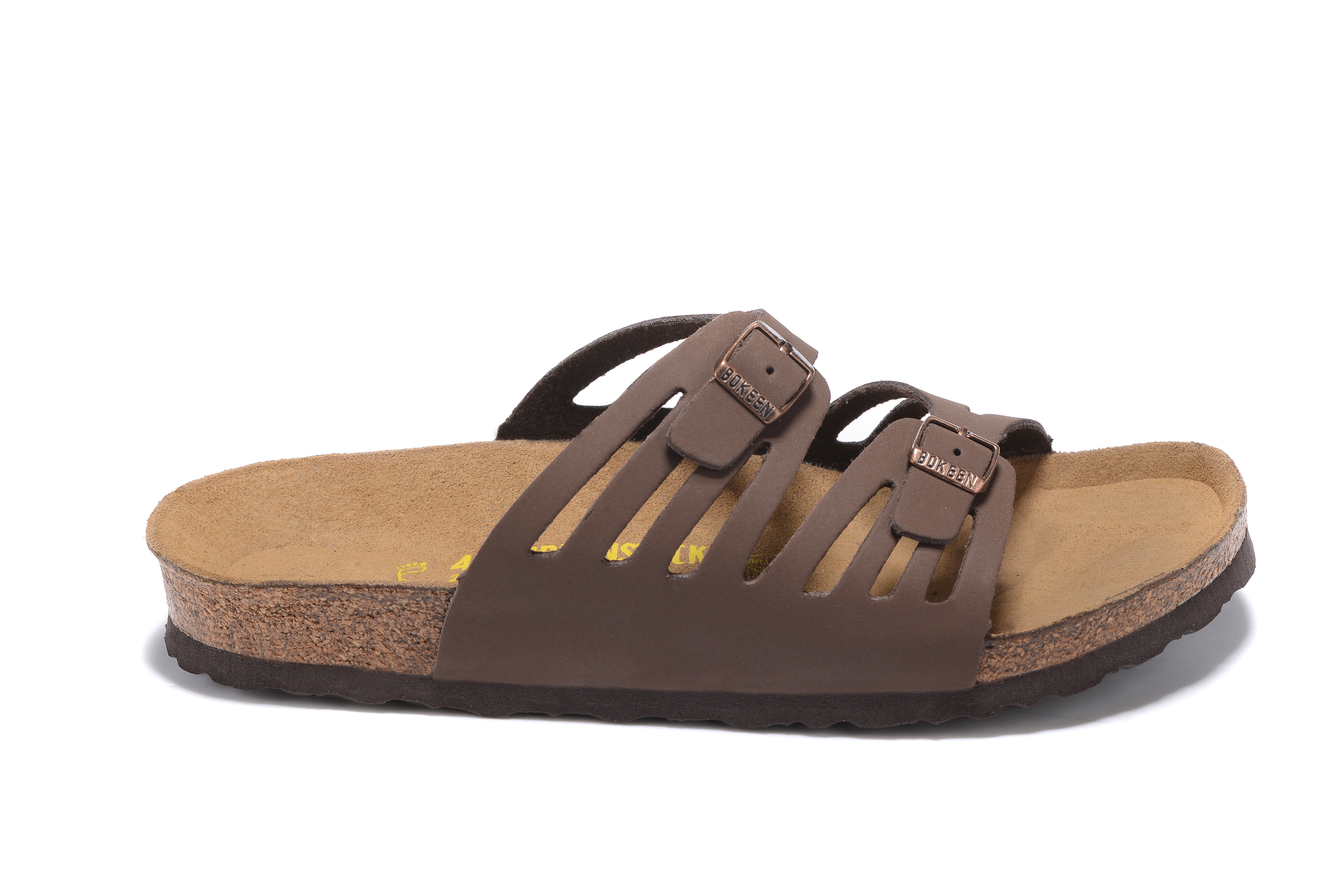 Birkenstock Granada Hollow Butterfly Pattern Brown Scrub Double Buckle Leather Sandal