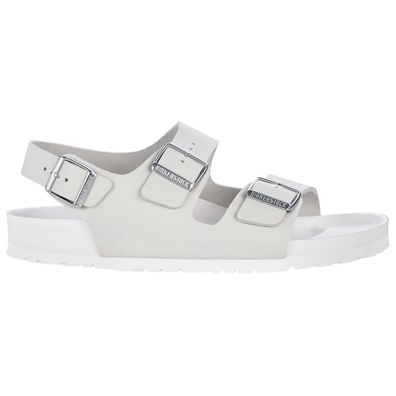 Birkenstock Two-Button Pure White Matte Leather Sandals