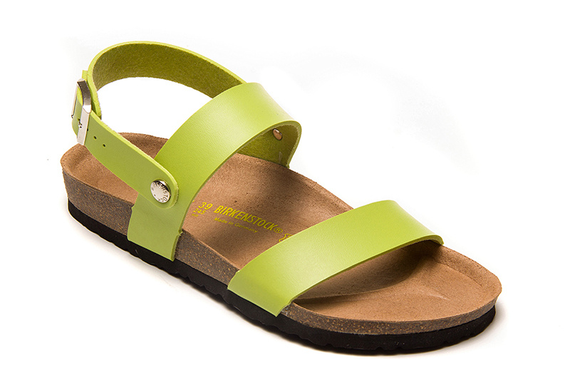 Birkenstock Light Green Casual Matte Leather Strappy Sandals