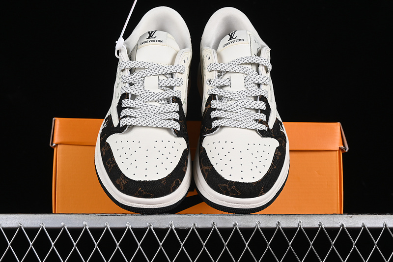 Nike Air Jordan 1 Low OG SP Travis Scott Fragment Design LV Black White Grey Gold Sneakers