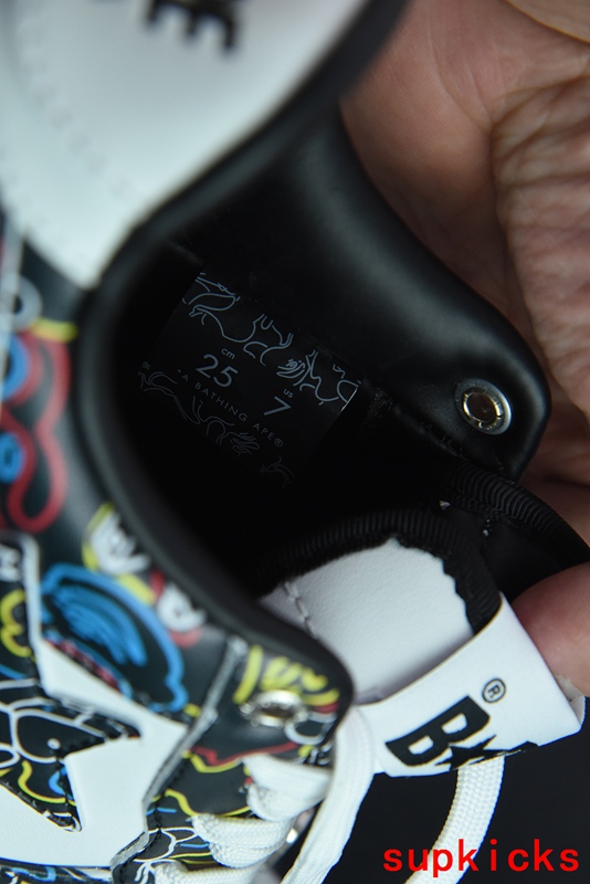 A Bathing Ape Bape Sta Sk8 Black And White Embossed Patent Leather