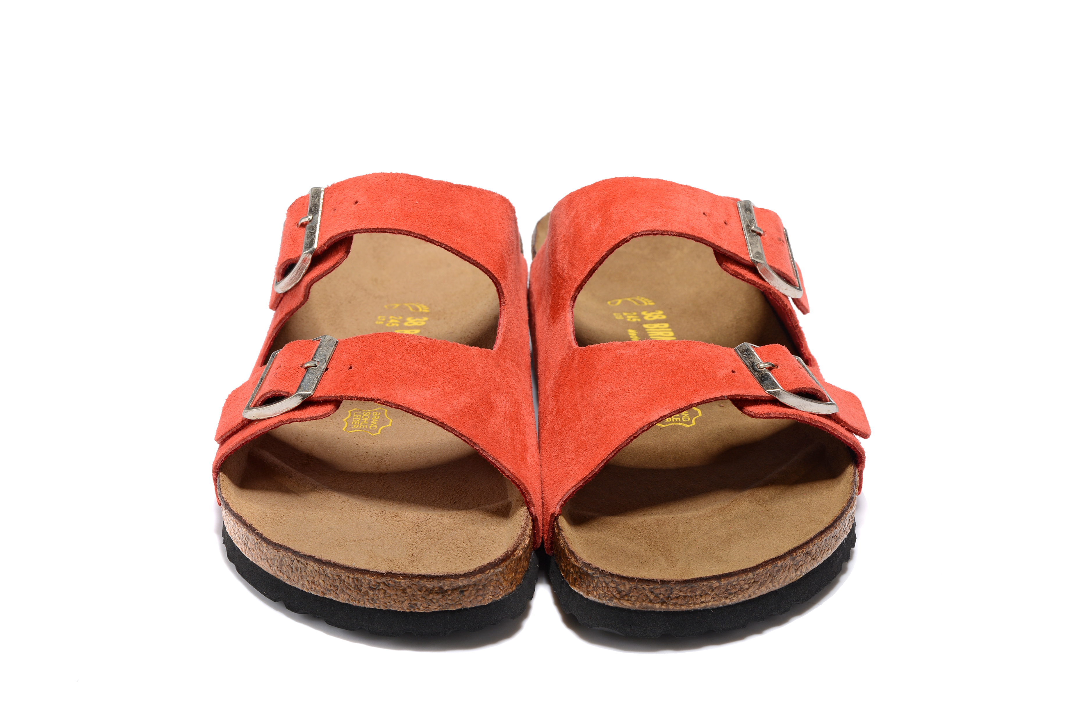 Birkenstock Arizona Orange Two Buckle Suede Leather Sandal