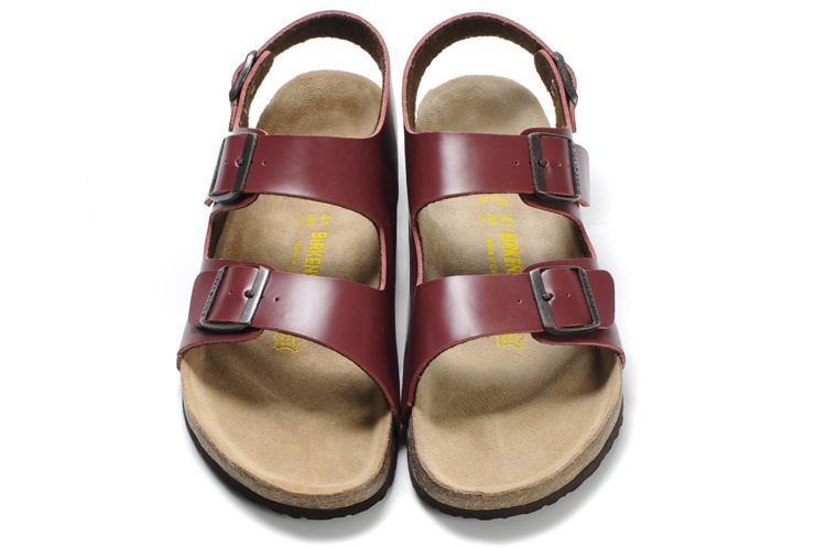 Birkenstock Two-Button Vermilion Red Matte Leather Sandals