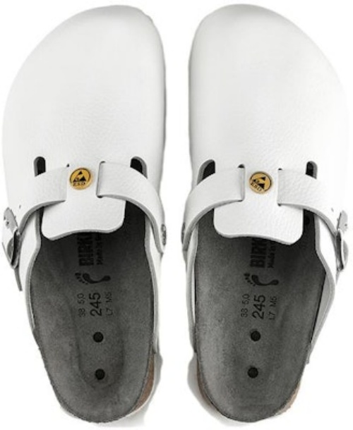 Birkenstock Boston 0061378 ESD Natural Leather Narrow Fit White Sandals