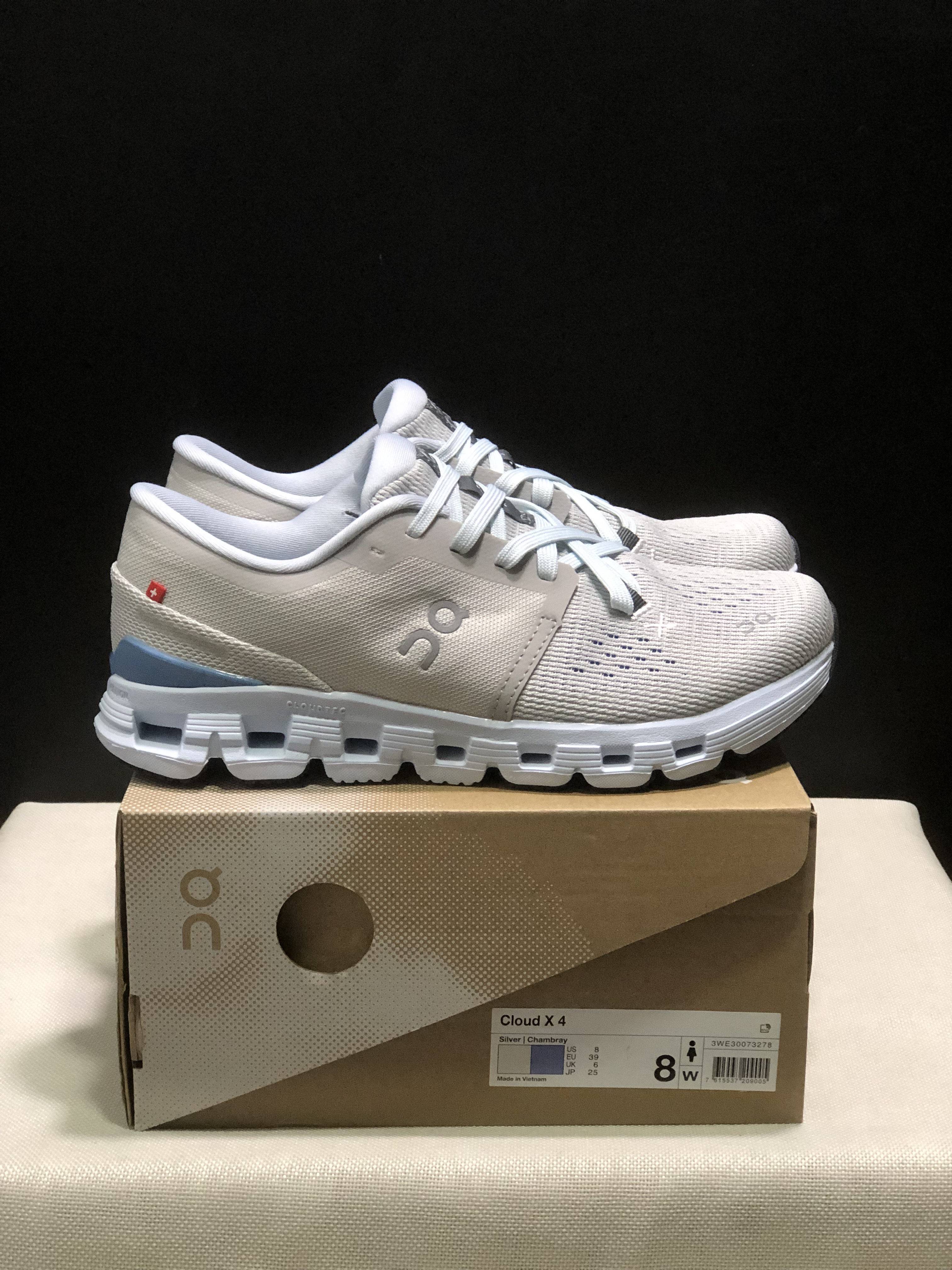 On Running Cloud X4 Comfortable Running Shoes Light Khaki/Milk Blue