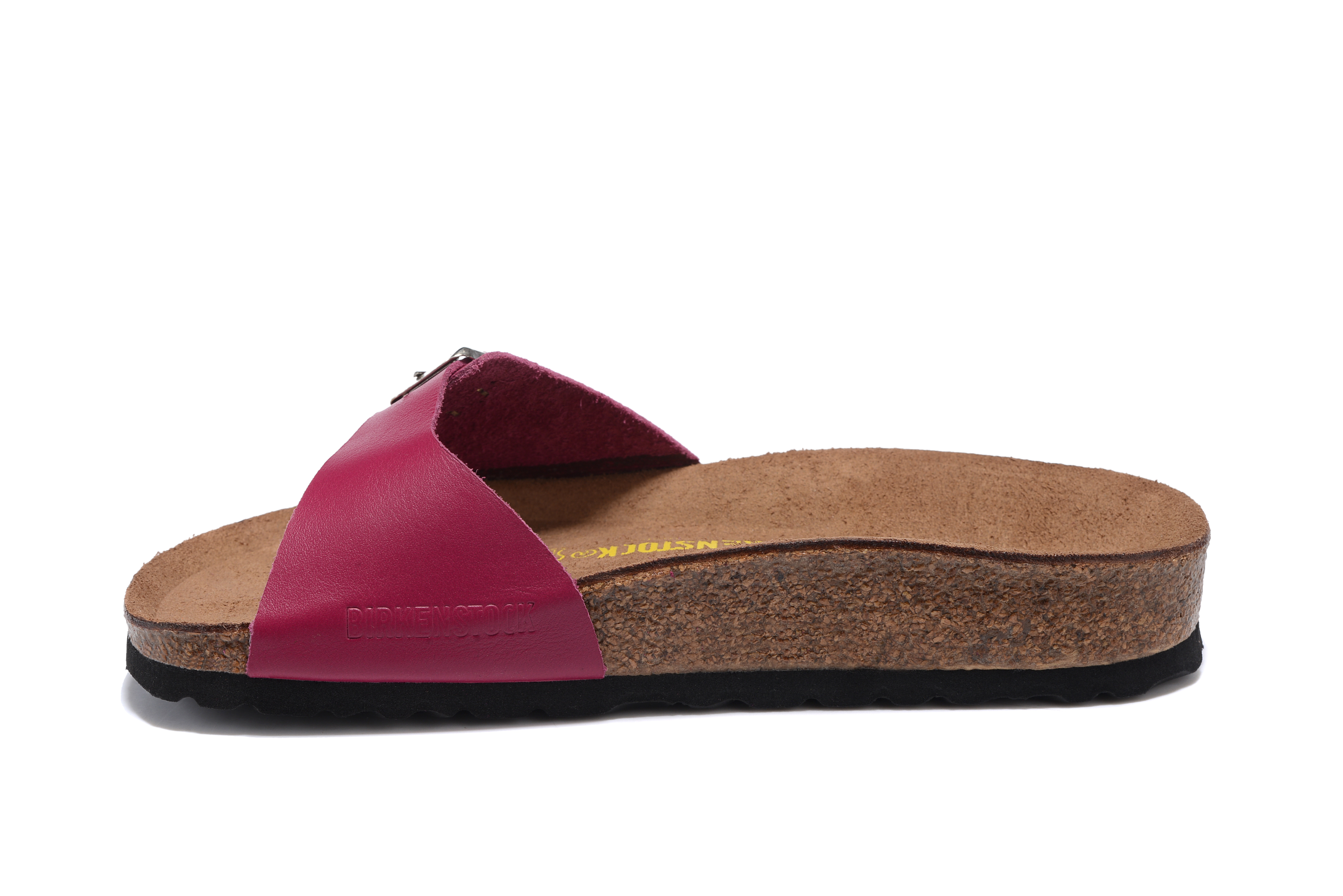 Birkenstock Madrid Rose Red Single Strap Slide Leather Sandals