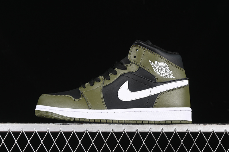 Nike Air Jordan 1 Mid Black Green Sneakers