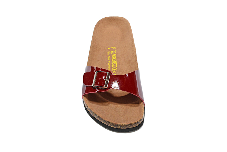 Birkenstock Single Button Scarlet Patent Leather Slippers