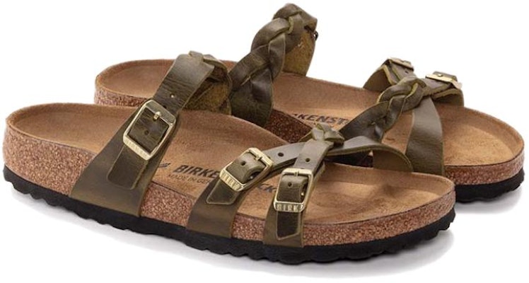 Birkenstock Franca Oiled Olive Green Leather Narrow Fit 1024059 Fashion Slippers