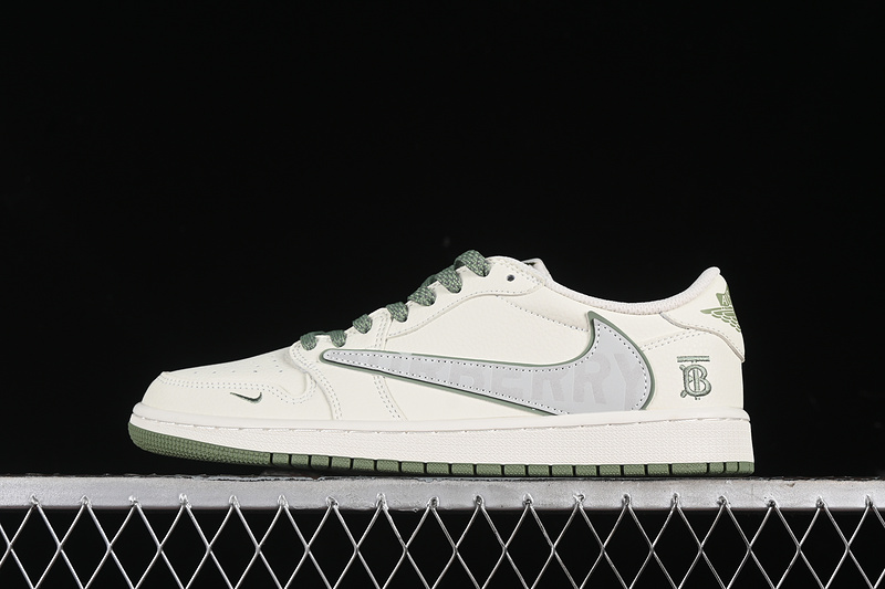 Nike Air Jordan 1 Low OG SP Off-White Travis Scott Fragment Design Green Sole White Sneakers