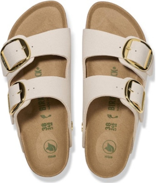 Birkenstock Arizona Big Buckle 1025563 Narrow Fit Vegan Canvas Eggshell White Slide Sandals