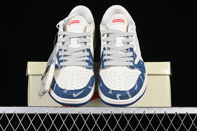 Nike Air Jordan 1 Low OG SP Travis Scott Fragment Design Supreme Grey White Blue Sneakers