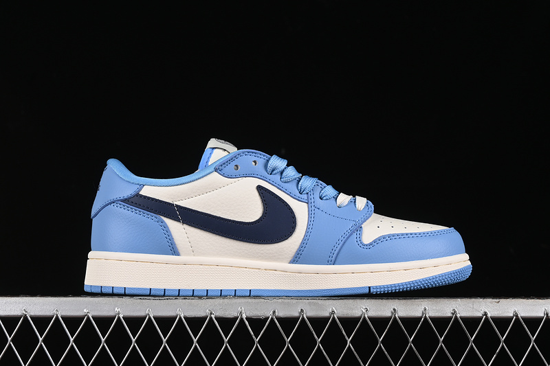 Nike Air Jordan 1 Low OG SP Travis Scott Fragment Design Blue Sole White Blue Black Sneakers