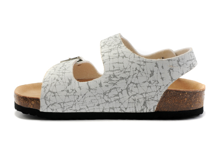 Birkenstock Two-Button White Pattern Matte Leather Sandals