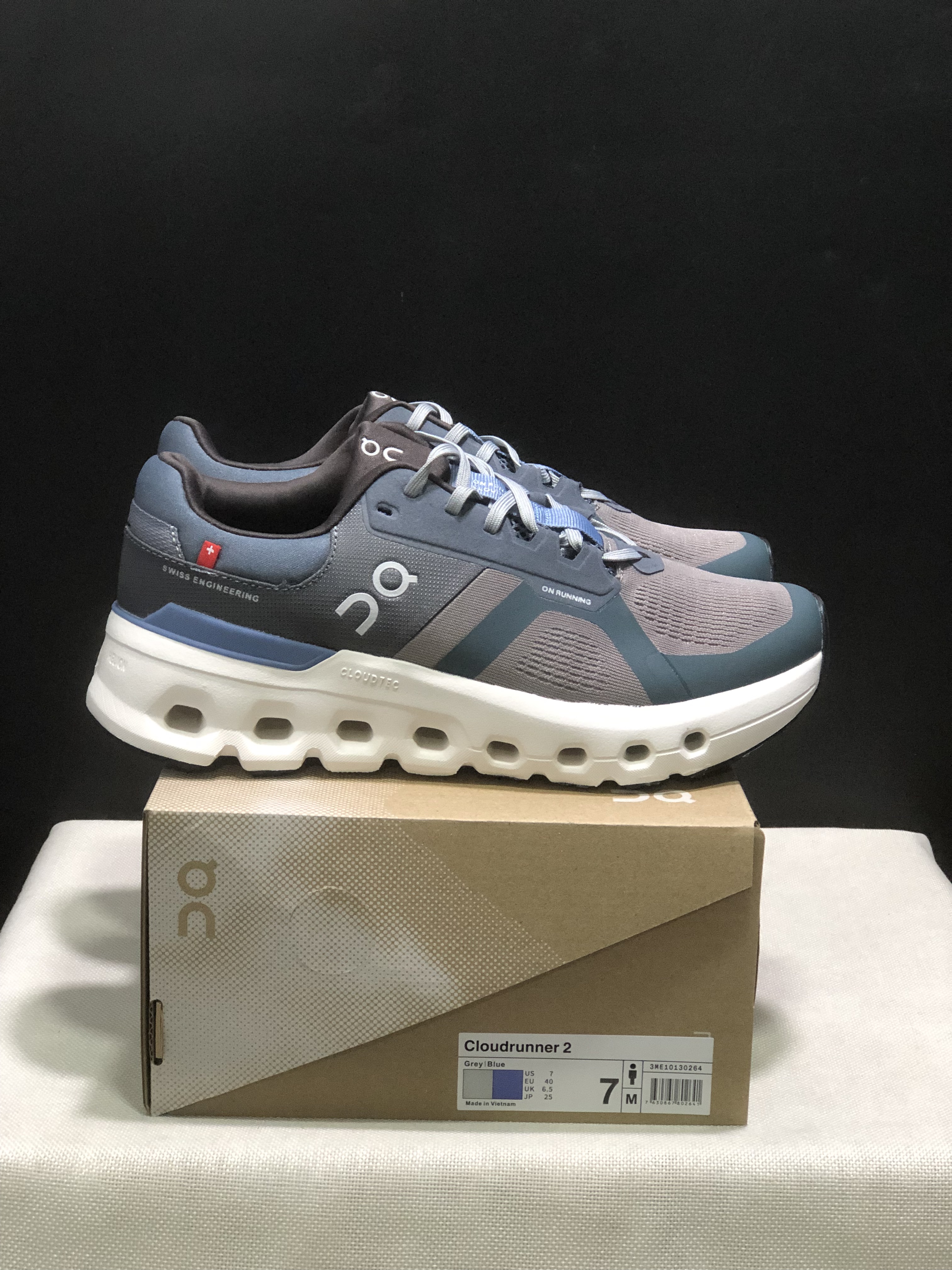 On Running Cloudrunner 2 Mesh Breathable Running Shoes Grey/Blue