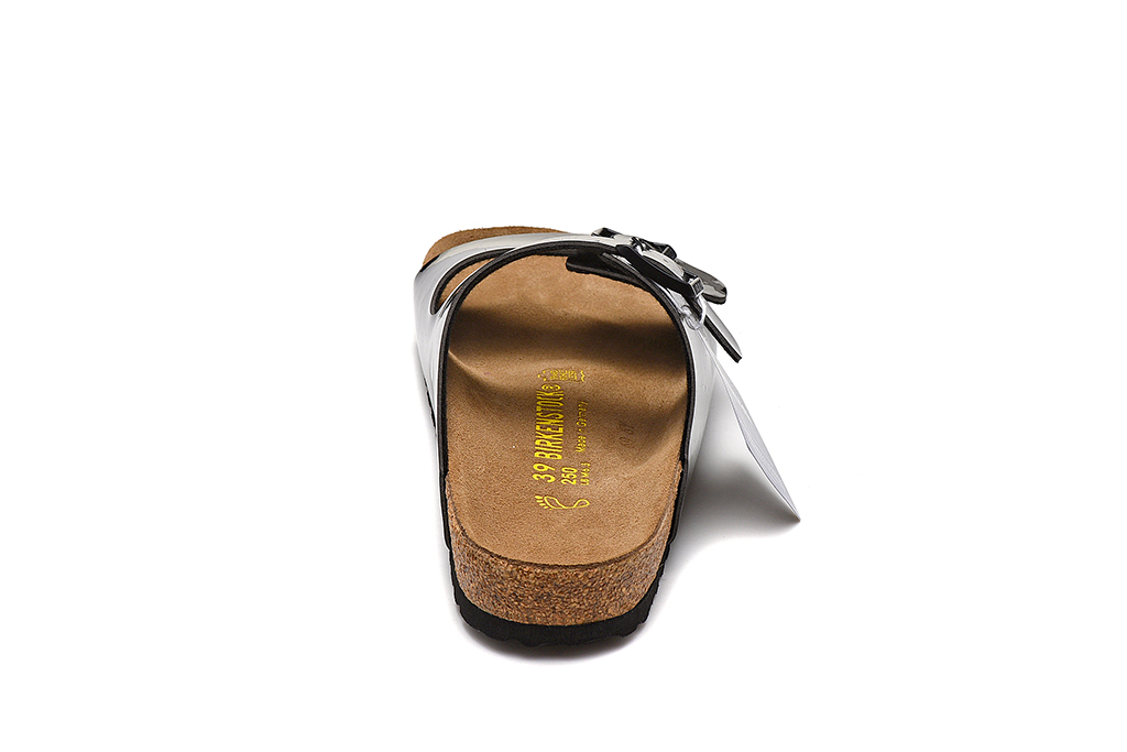 Birkenstock Two-Button Black Patent Leather Slippers