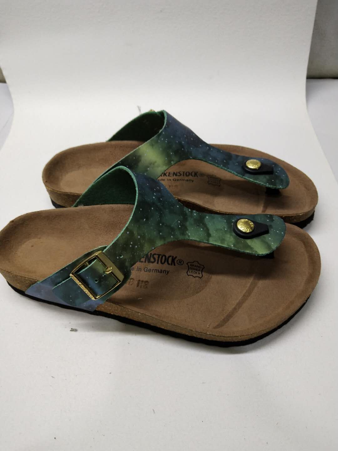 Birkenstock Starry Green Casual Matte Leather Flip Flops