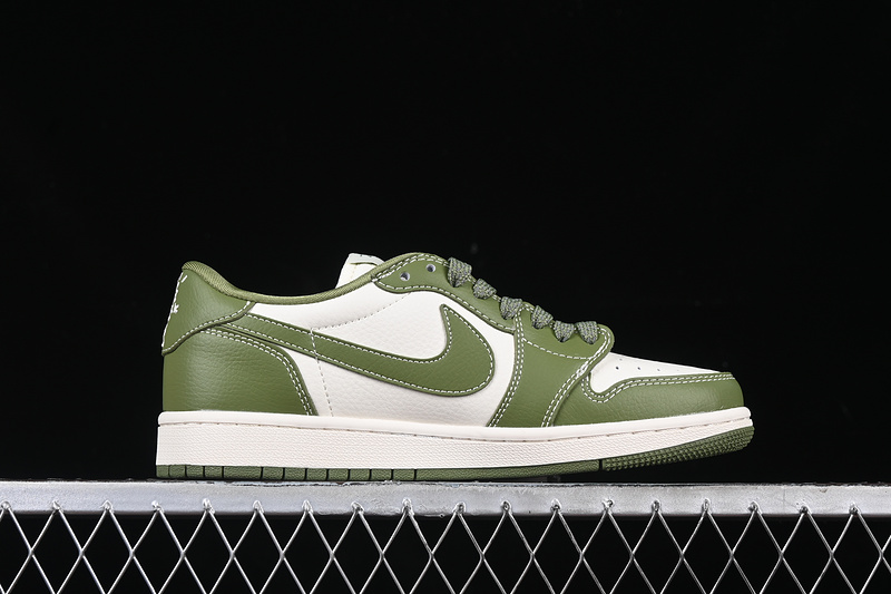 Travis Scott Fragment Design Nike Air Jordan 1 Low OG SP White Green Sneakers