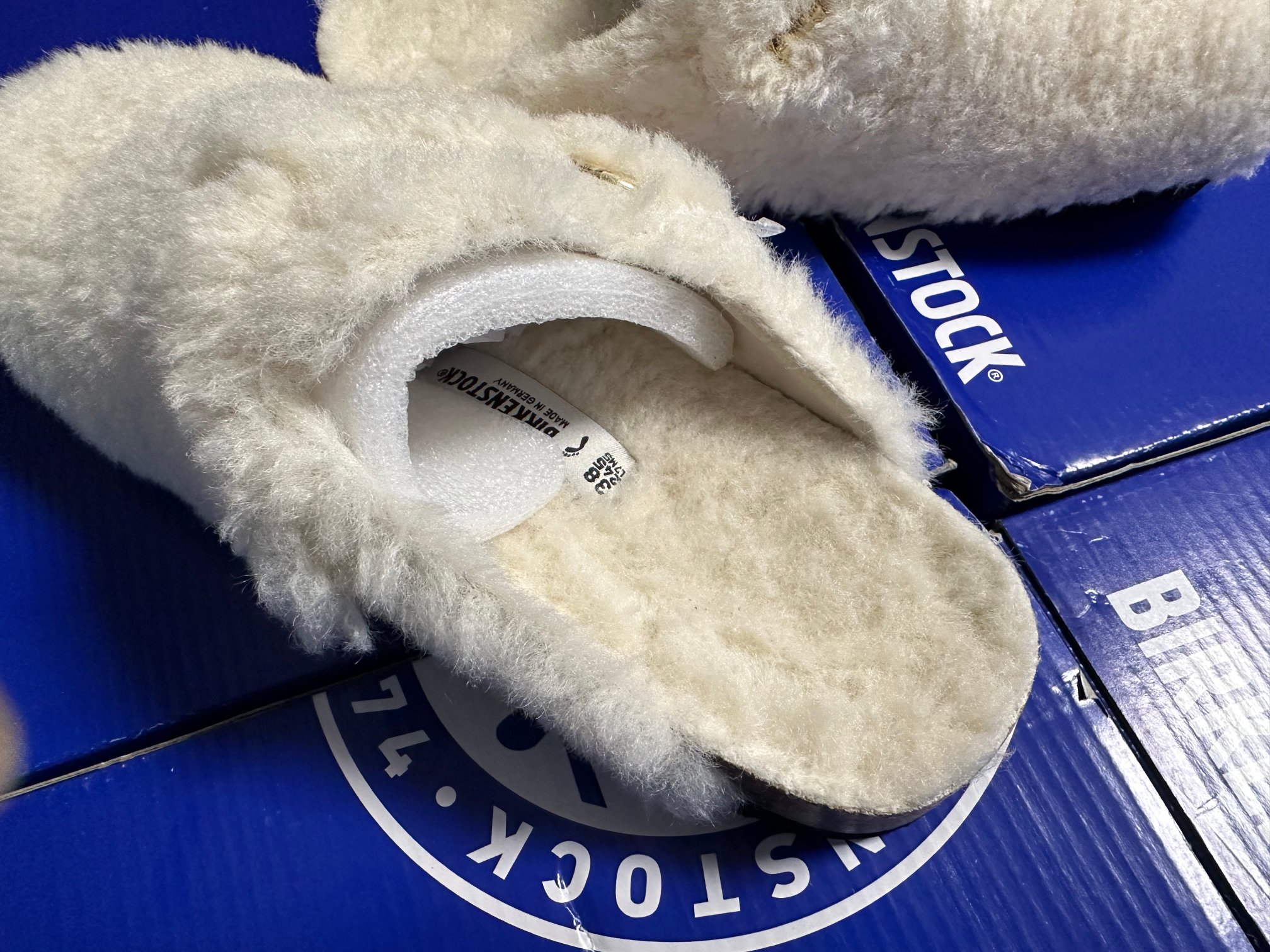 Birkenstock Big Buckle Pure White Shearling Clog Shoes