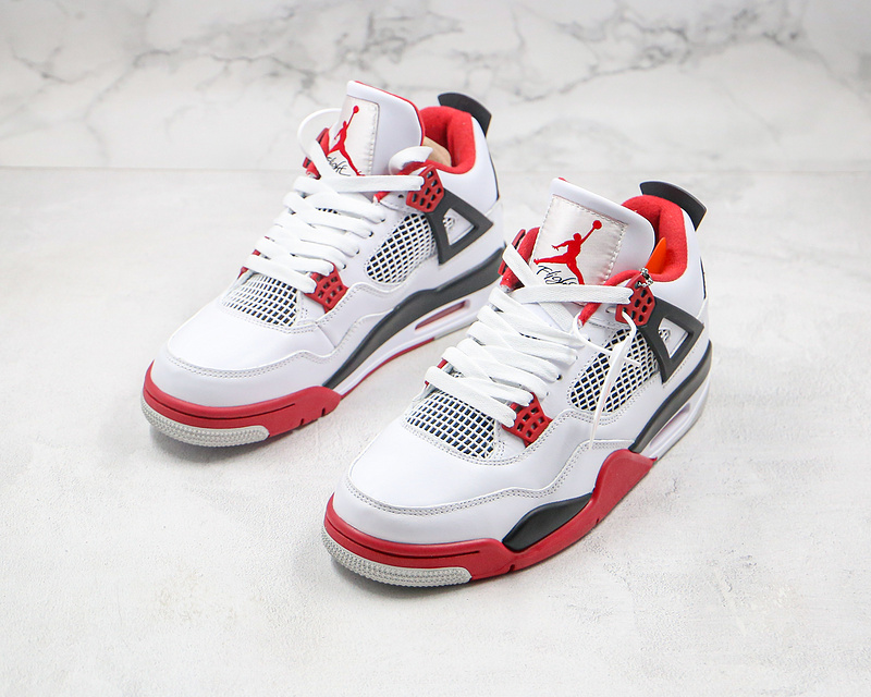 Nike Air Jordan 4 Retro OG IV White Bred Fire Red Sneakers