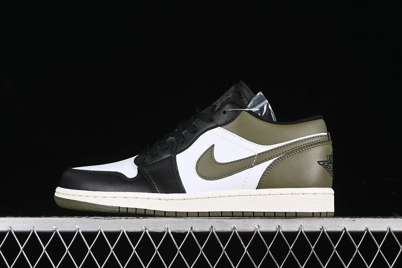 Nike Air Jordan 1 Low Medium Olive Black White Green Multicolour Sneakers