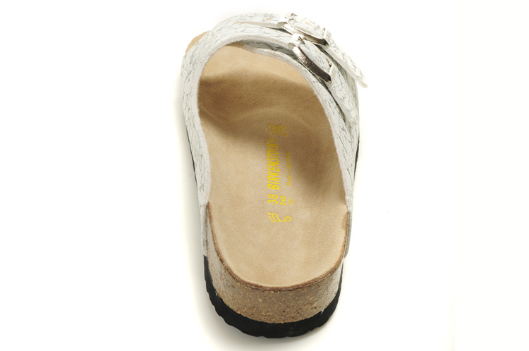 Birkenstock Two Buttons White Pattern Matte Leather Fashion Slippers