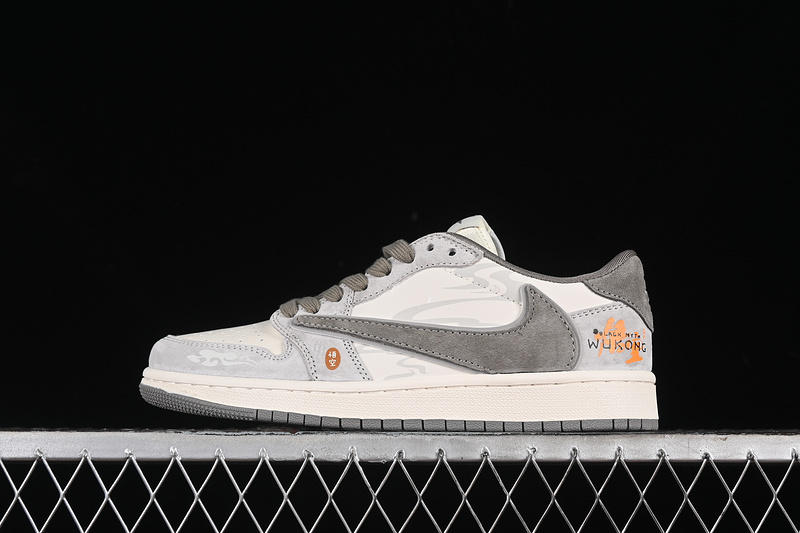 Nike Air Jordan 1 Low WU KONG Travis Scott Fragment Design OG SP White Brown Gray Sneakers