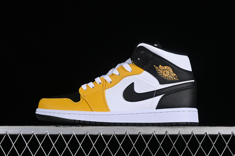 Nike Air Jordan 1 Mid Yellow Ochre Black White Sneakers