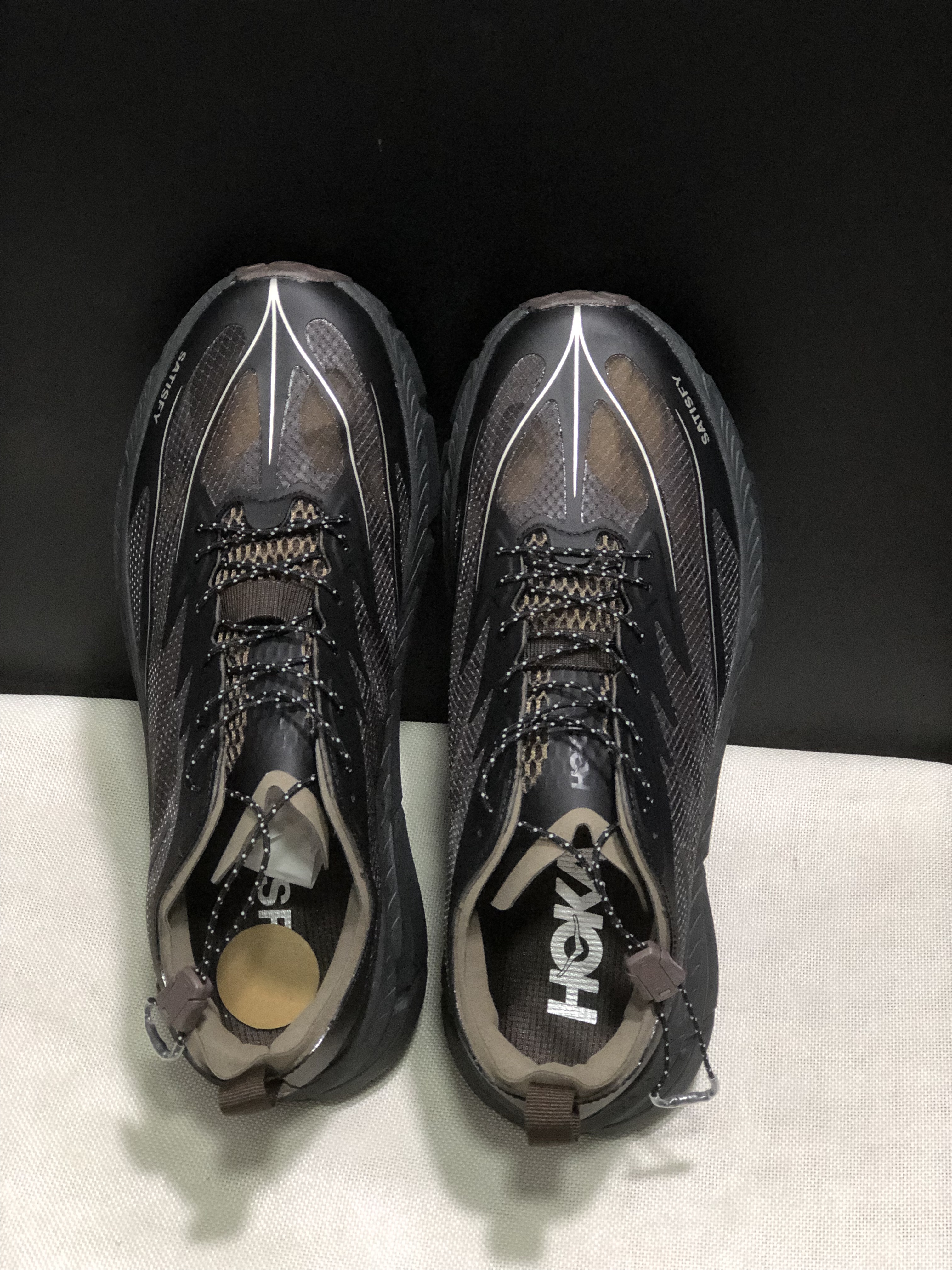 Hoka One One Satisfy x Mafate Speed 4 Breathable Fashion Running Shoes Sneakers Black