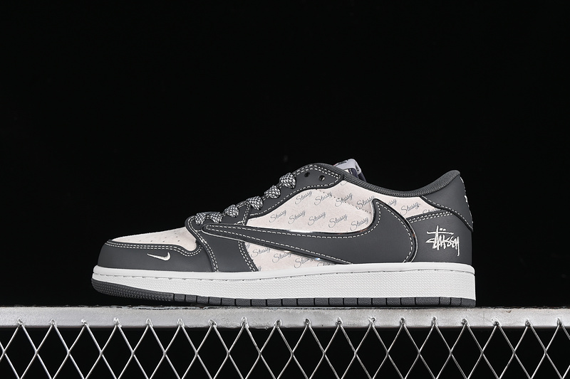 Travis Scott Fragment Design Nike Air Jordan 1 Low OG SP Dark Grey White Sneakers