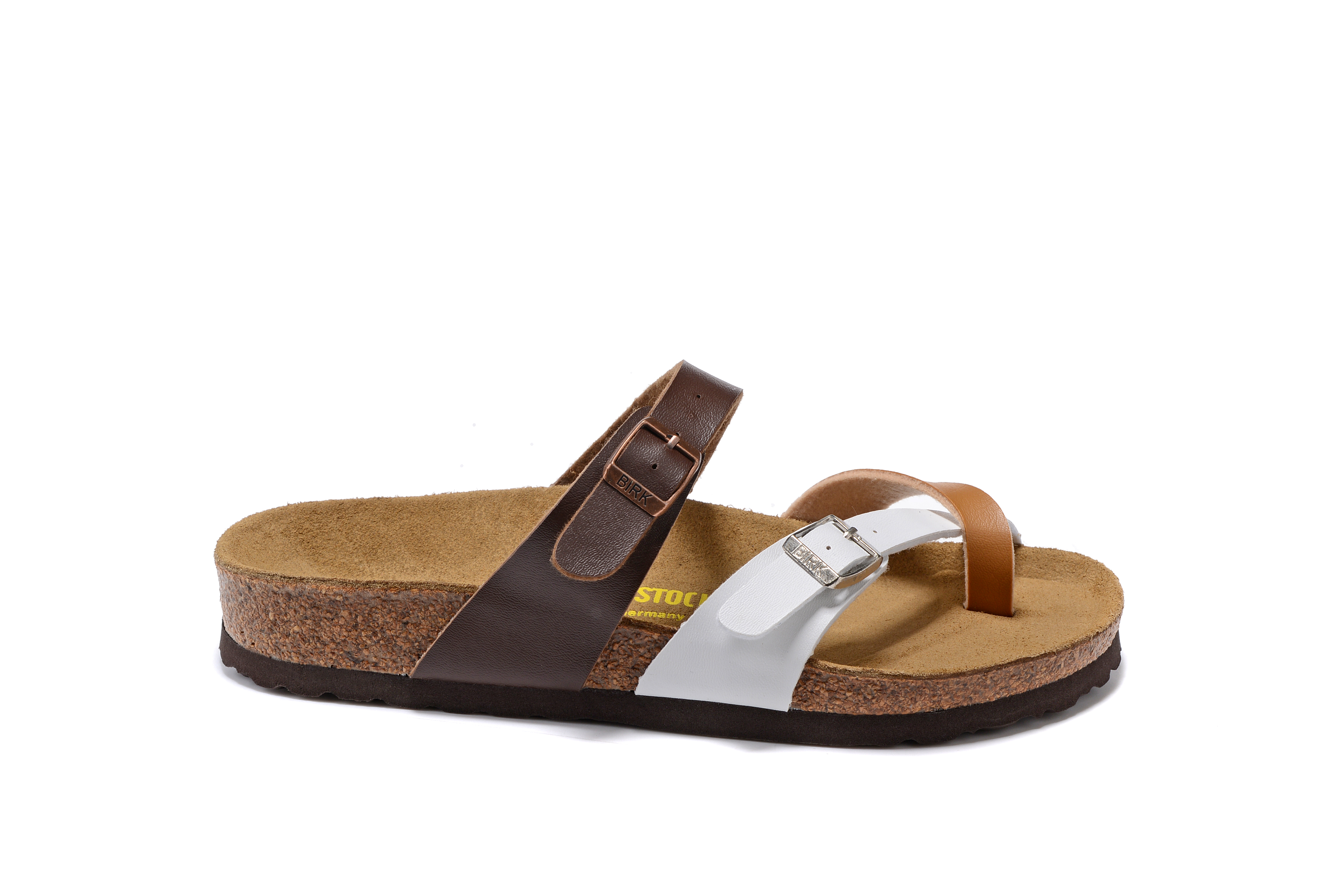Birkenstock Three-Colour Comfort Toe-Loop Leather Sandals
