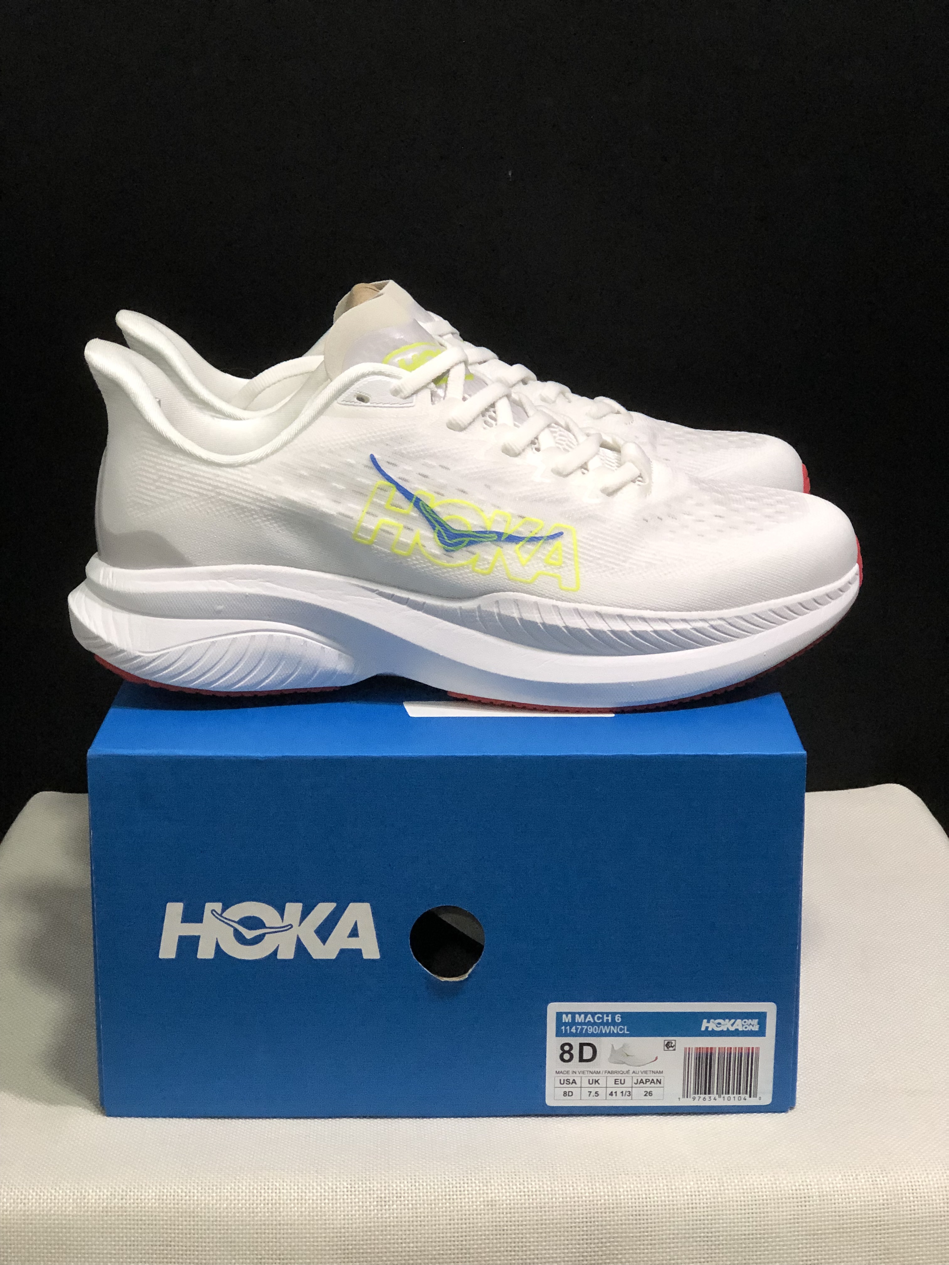 Hoka One One Mach 6 Wear-resistant Breathable Low-top Running Shoes Sneakers White