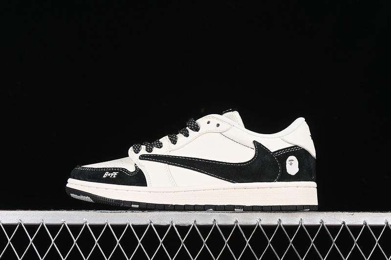 Nike Air Jordan 1 Low OG SP Travis Scott Fragment Design BAPE White Black Sneakers