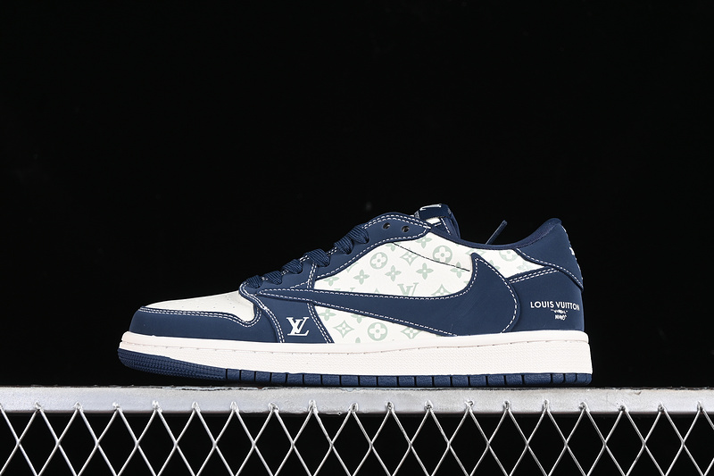 Nike Air Jordan 1 Low OG SP Travis Scott Fragment Design LV White Navy Sneakers
