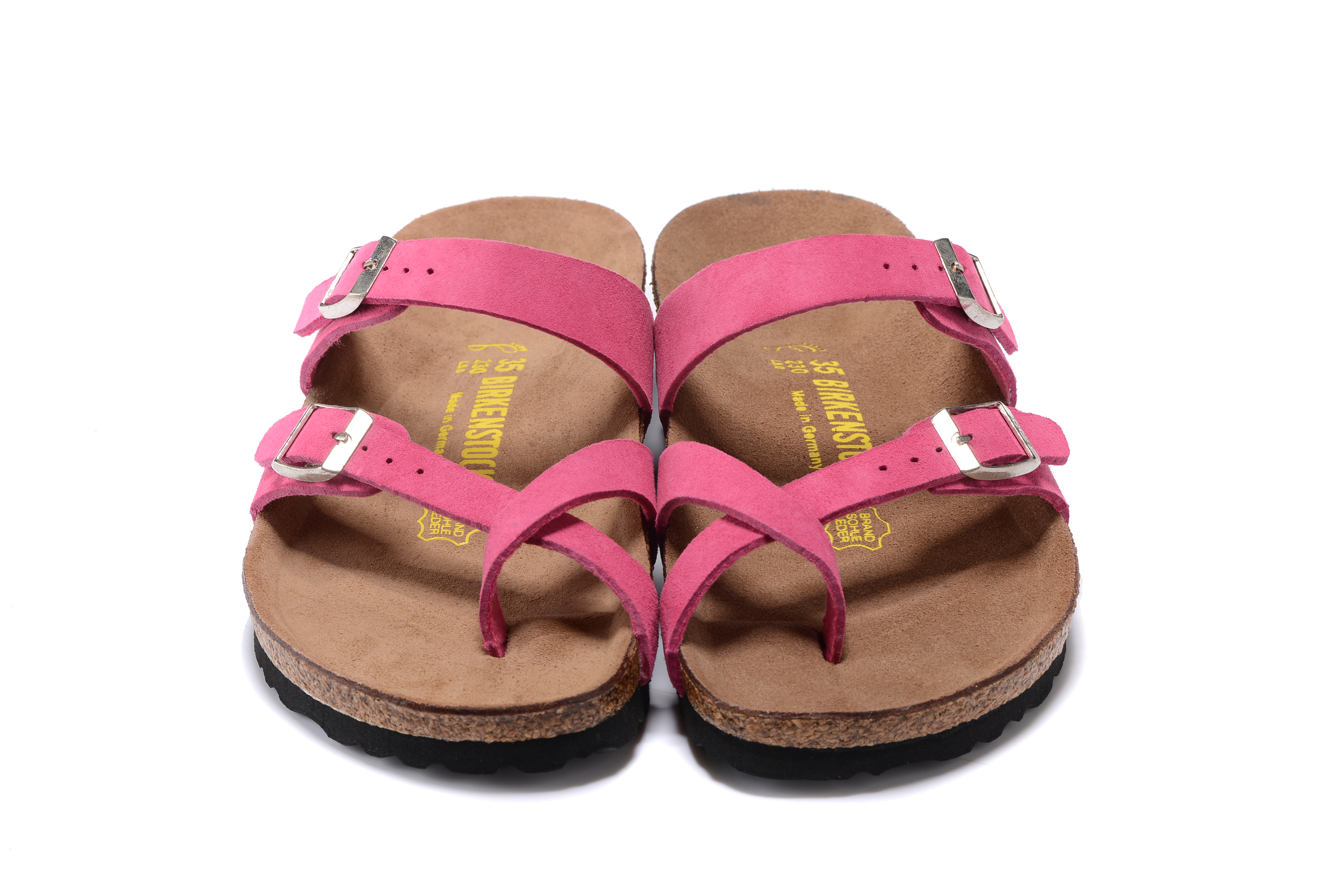 Birkenstock Rose Red Comfort Toe-Loop Leather Sandals