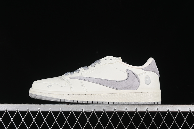 Nike Air Jordan 1 Low BAPE Travis Scott Fragment Design OG SP White Grey Sneakers