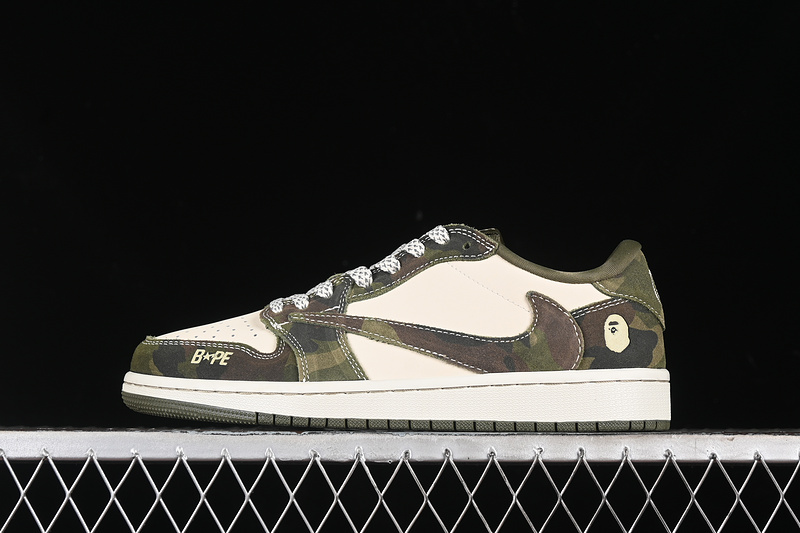 Nike Air Jordan 1 Low BAPE Travis Scott Fragment Design OG SP White Camouflage Sneakers