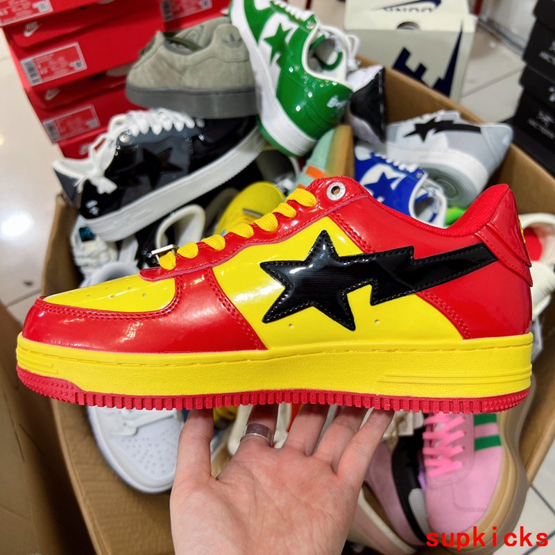 A Bathing Ape Bape Sta Marvel Comics Red Yellow Patent Leather