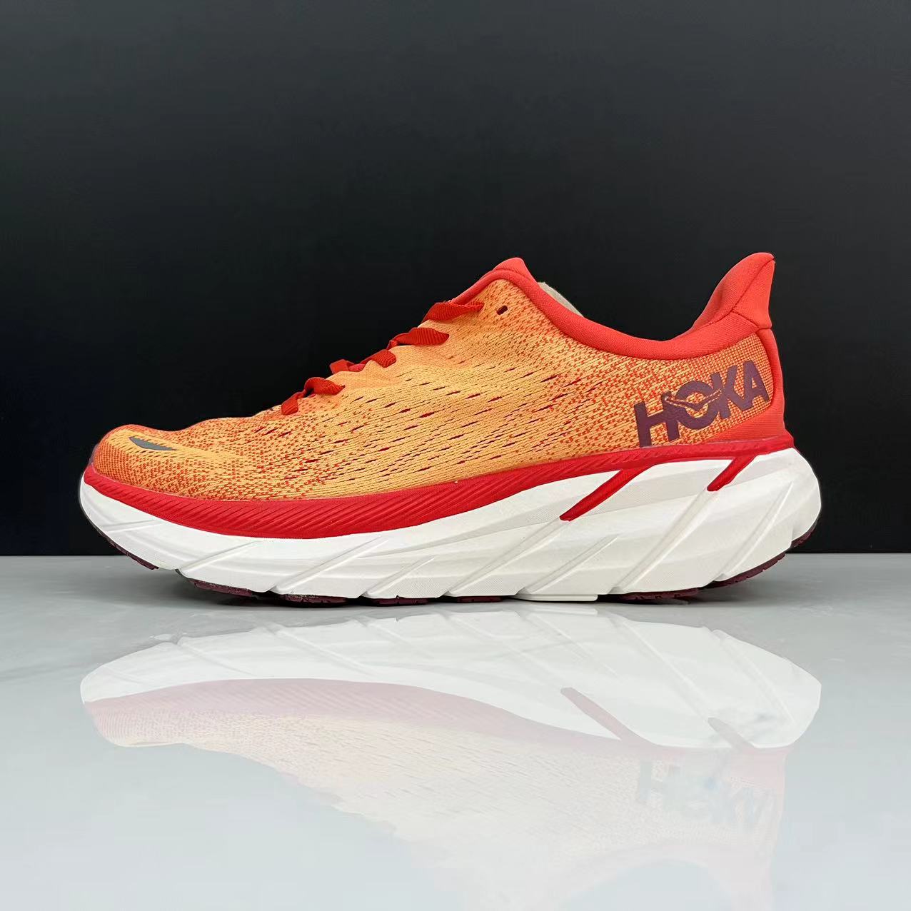 Hoka One One Clifton 8 Fashion Shoes Shock-absorbing Sneakers Orange